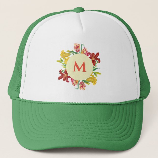Monogram Ljus Vårblommor Krans Illustration Keps (Framsida)