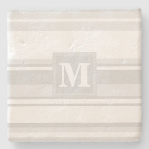 Monogram ljusgrå ränder stenunderlägg