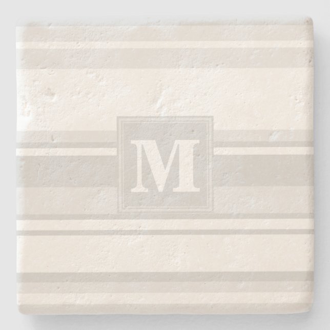 Monogram ljusgrå ränder stenunderlägg (Framsidan)