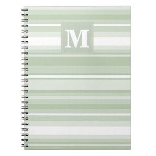 Monogram ljusgröna ränder anteckningsbok med spiral