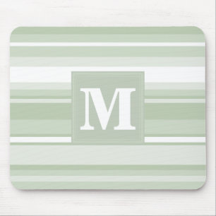 Monogram ljusgröna ränder musmatta