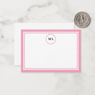Monogram Ljusrosa Prickig Kant Anpassade Initialer Anteckningskort