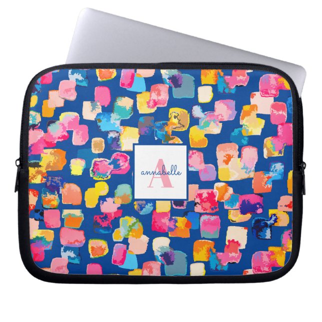 Monogram Ljust Målade Abstrakt Personlig Laptop Fodral (Framsidan)