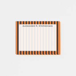 Monogram Lodrät Halloween-Orange/Svart Rand Post-it Block