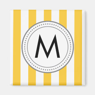 Monogram lodräta ränder Magnet - gul