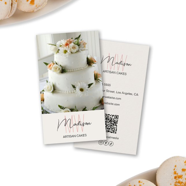 Monogram Logotyp Bakery Cake Visitkort (Monogram Logo Bakery Cake Business Card)