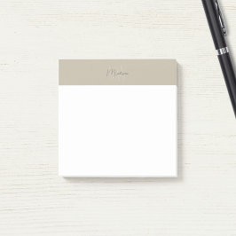 Monogram Logotyp Beige Modern Minimalist Post-it Block