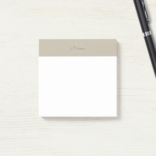 Monogram Logotyp Beige Modern Minimalist Post-it Block