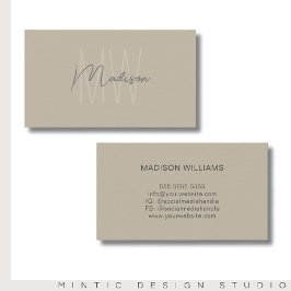 Monogram Logotyp Beige Modern Minimalist Visitkort