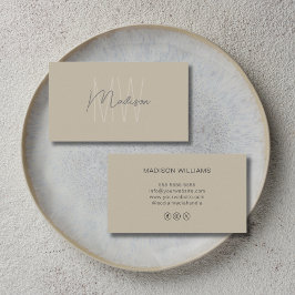 Monogram Logotyp Beige Modern Social Media Icons Visitkort
