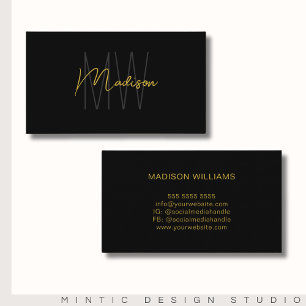 Monogram Logotyp Black Guld Modern Minimalist Visitkort