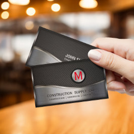 Monogram LOGOTYP Black och Silver Metall Visitkort