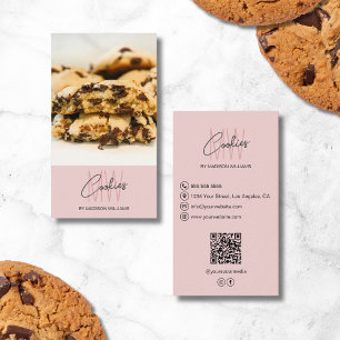 Monogram Logotyp Cookies Bakery Photo QR Rosa Visitkort