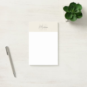 Monogram Logotyp Cream Modern Minimalist Post-it Block