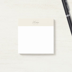 Monogram Logotyp Cream Modern Minimalist Post-it Block