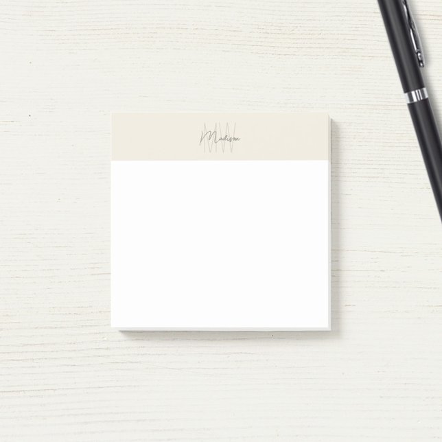 Monogram Logotyp Cream Modern Minimalist Post-it Block (Monogram Logo Cream Modern Minimalist Post-it Notes)