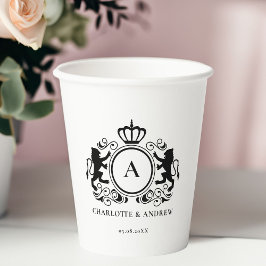 Monogram, logotyp, emblem och lejona bröllop Pappr