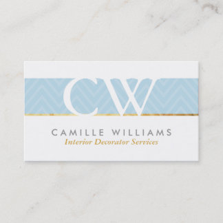 MONOGRAM LOGOTYP fet chevron mönster baby blue Visitkort