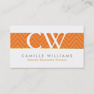 MONOGRAM LOGOTYP fet chevron mönster bright orange Visitkort