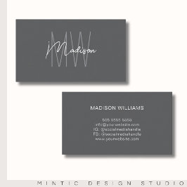 Monogram Logotyp Grått Modern Minimalist Visitkort
