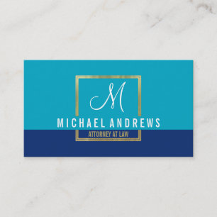 MONOGRAM LOGOTYP modern smart guld box aqua navy b Visitkort