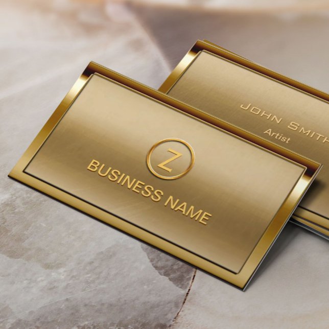 Monogram Logotyp Ram Modern Bronze Guld Visitkort (Skapare uppladdad)