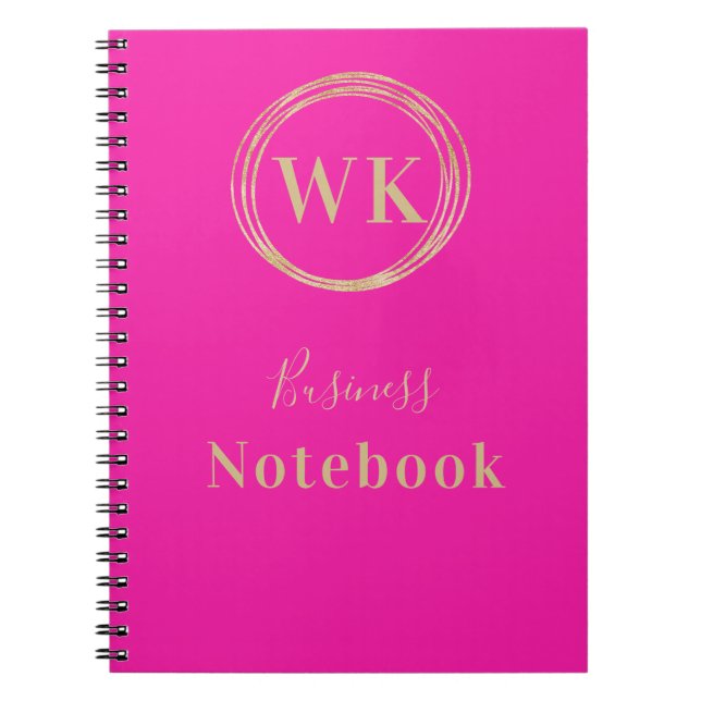 Monogram Logotyp Rosa Guld Business Notes Anteckningsbok (Framsidan)