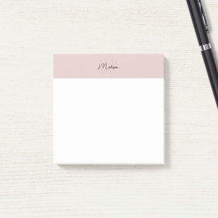 Monogram Logotyp  Rosa Modern Minimalist Post-it Block