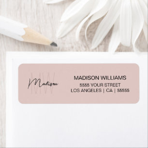 Monogram Logotyp Rosa Modern Returadress Etikett
