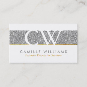 MONOGRAM LOGOTYP smart glamoral fet glitter silver Visitkort