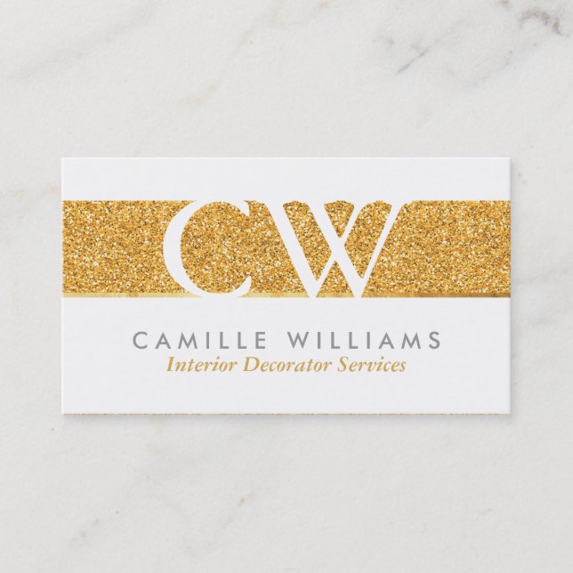 MONOGRAM LOGOTYP smart glamoral guld foil glitter Visitkort (Framsida)