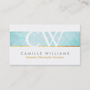 MONOGRAM-LOGOTYP Vimsisk etheral bokeh aqua blue Visitkort