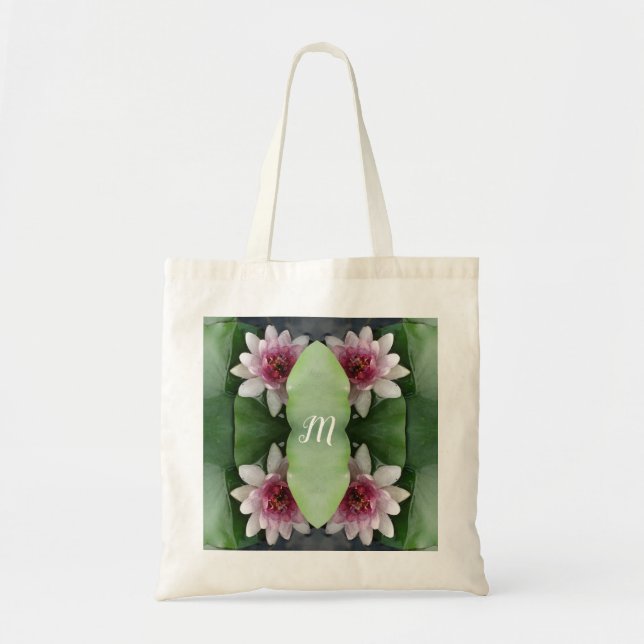 Monogram Lotus Flowers Personlig Tote Tygkasse (Framsidan)