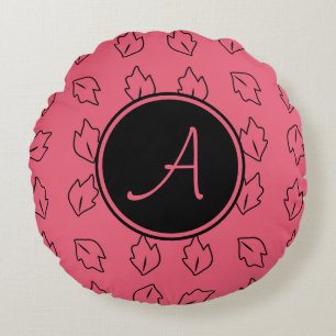 Monogram Löv Mönster Rosa Rund Kudde