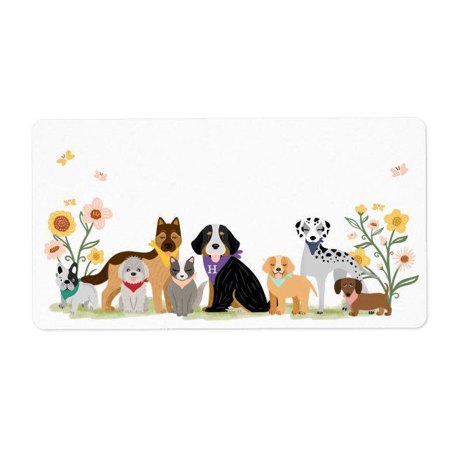 Monogram Loveable Lycklig Pet-familjens Hundraser Fraktsedel (Framsidan)