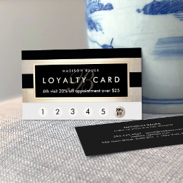 Monogram Loyalty 6 Slår Guld och Svarta Rand Lojalitetskort