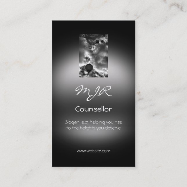 Monogram, Luftballong Stack, metalliskt utseende Visitkort (Framsida)