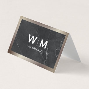 Monogram Lux Black Marble Visitkort