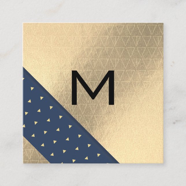 Monogram | Lux Guld Shimmer Geometric Fyrkantigt Visitkort (Framsida)