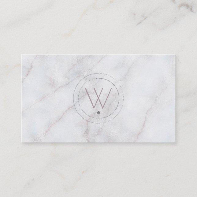 Monogram Luxe Grått Marble Visitkort (Framsida)