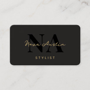 Monogram Luxe Trendig Aesthetic Guld Black QR-kod Visitkort