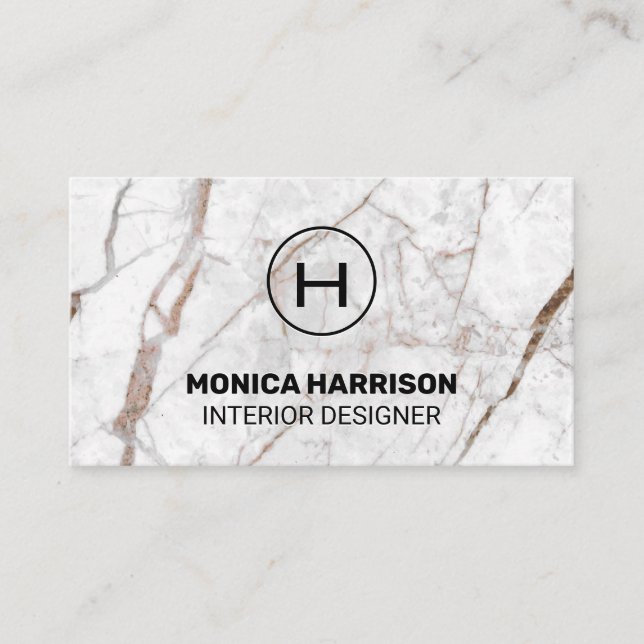 Monogram | Luxury Marble Visitkort (Framsida)