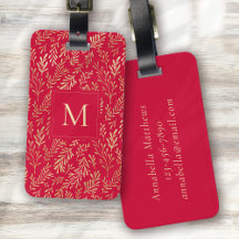 Monogram Luxury Red Guld Löv Mönster Festive