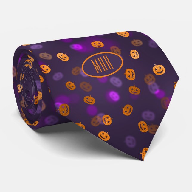 Monogram Lycklig Pumpkins Halloween Business Neckt Slips (Rullad)