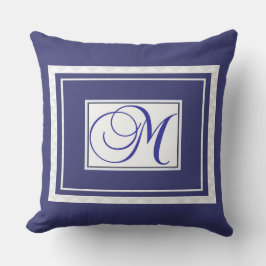 Monogram M Blue White-skript Kudde