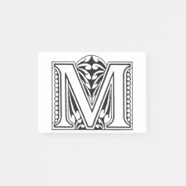 Monogram M, Brev M, Alphabet M, Black and White Post-it Block