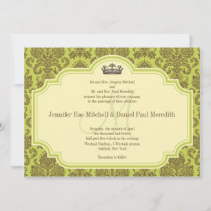 Monogram M Brown Damask Wedding-inbjudningar Inbjudningar