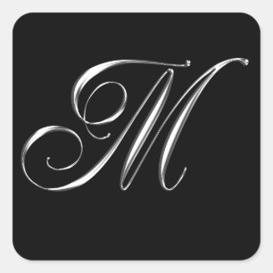 Monogram M Formell förslutningsfästen för Bröllop Fyrkantigt Klistermärke