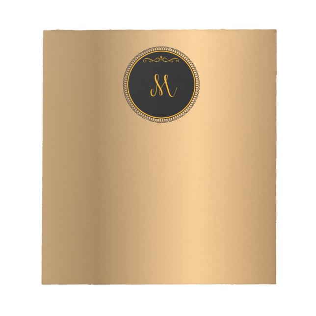 Monogram M, guld och svart, Anteckningsblock (Framsida)