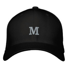 Monogram M Initialbokstav Flexfit Ull Broderad Keps